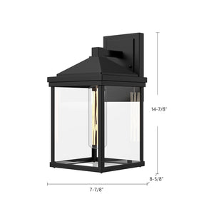 Larchmont 9-in Clear Glass/Textured Black 1 Light Exterior Wall Sconce