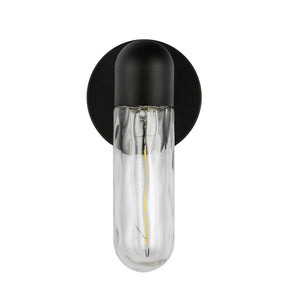 Lima 10-in Black/Clear Water Glass 1 Light Exterior Wall