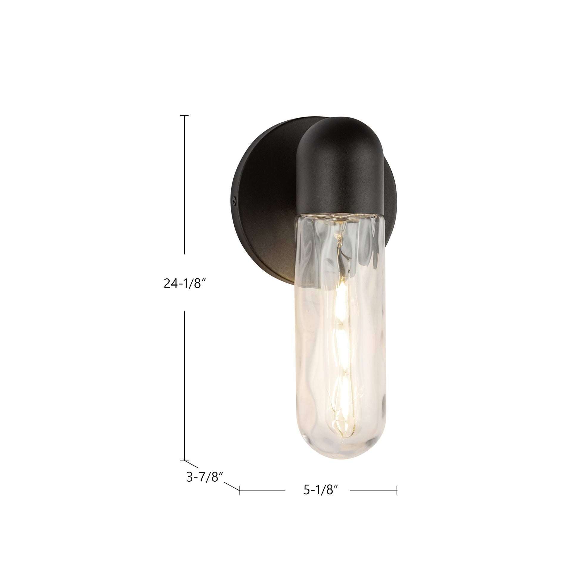 Lima 10-in Black/Clear Water Glass 1 Light Exterior Wall