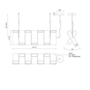 Domino 35-in Linear Pendant