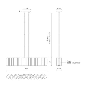 Akira 42-in Black/Gold 6 Lights Linear Pendant