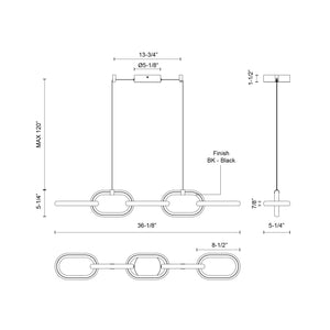 Airen 36-in Black LED Linear Pendant