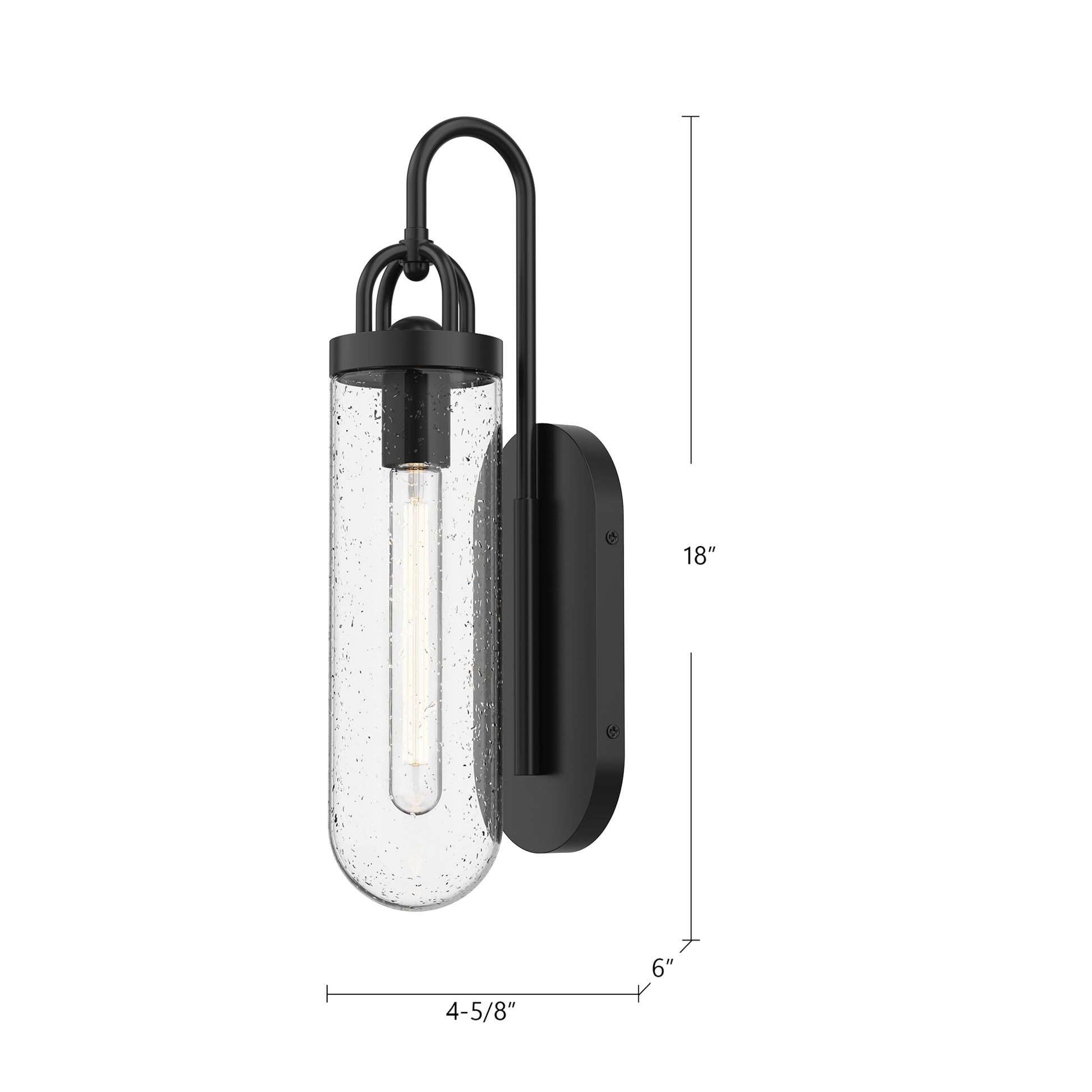 Lancaster 5-in Clear Bubble Glass/Textured Black 1 Light Exterior Wall Sconce