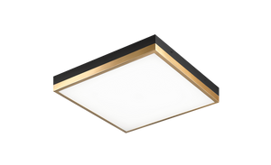 A sleek and modern take on the traditional square flush mount.These LED flush mounts are offered with contrasting finish combinations – Black with Aged Gold Brass and White with Aged Gold Brass. Tux is a versatile fixture, suitable for any room.