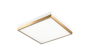 A sleek and modern take on the traditional square flush mount.These LED flush mounts are offered with contrasting finish combinations – Black with Aged Gold Brass and White with Aged Gold Brass. Tux is a versatile fixture, suitable for any room.