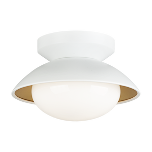 Hatley The charming ceiling mount Hatley, is available in three sizes. The Black or White bowl-shaped frame with gold interior is set off by the large Opal glass. *LIGHTBULBS NOT INCLUDED