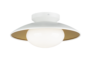 Hatley The charming ceiling mount Hatley, is available in three sizes. The Black or White bowl-shaped frame with gold interior is set off by the large Opal glass. *LIGHTBULBS NOT INCLUDED