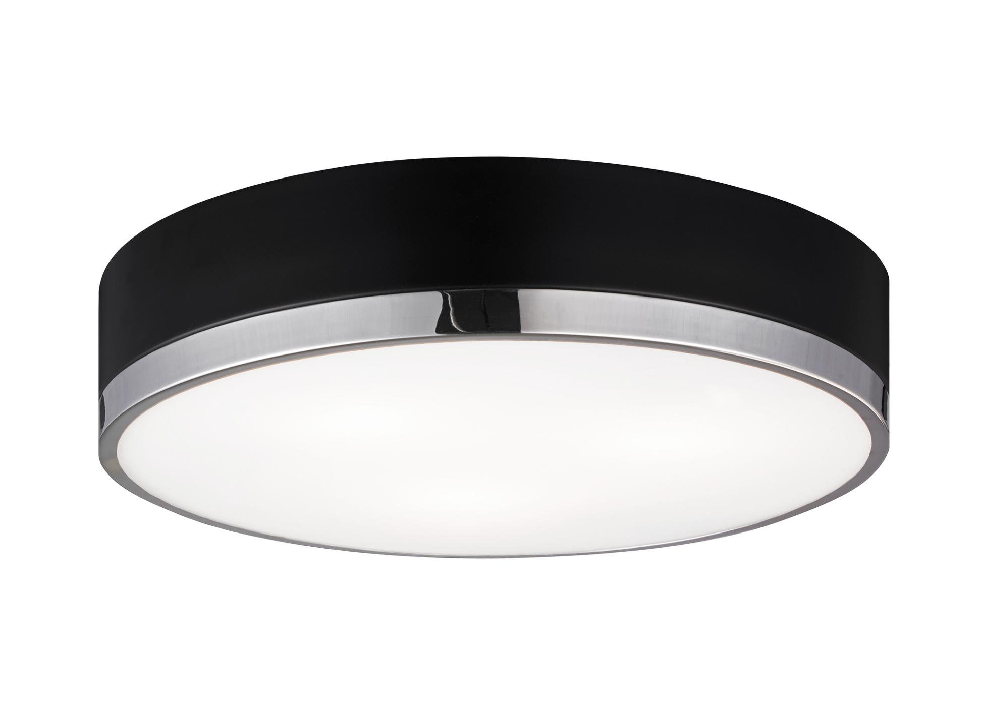 Trydor is an ultra modern take on the traditional flush mount with a higher profile.This two-tone series features a thick Black or White band with a thin contrasting finish of either Chrome or Aged Gold Brass. A versatile fixture, suitable for any room.