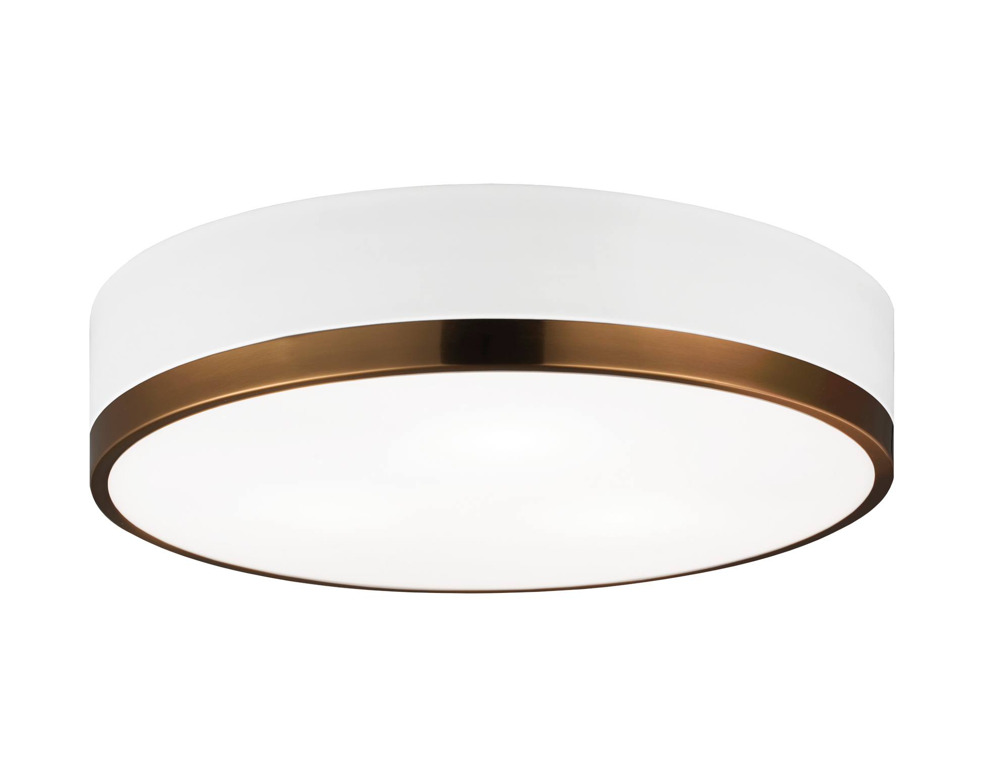 Trydor is an ultra modern take on the traditional flush mount with a higher profile.This two-tone series features a thick Black or White band with a thin contrasting finish of either Chrome or Aged Gold Brass. A versatile fixture, suitable for any room.