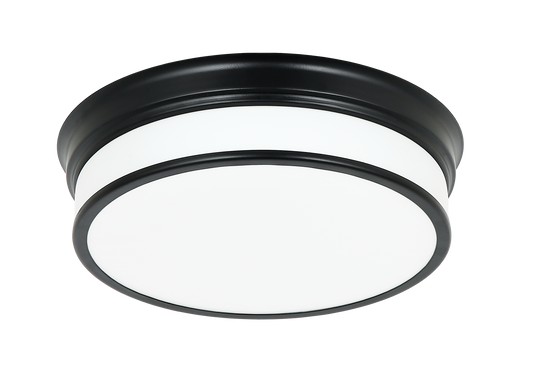A traditional series of LED flush mounts surrounded by a white glass shade. The Navo series is available in 2 sizes and 2 finishes – Black and Chrome which accent the fixtures for an added touch. A suitable fit for any ceiling.
