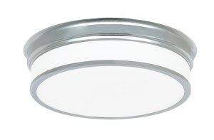 A traditional series of LED flush mounts surrounded by a white glass shade. The Navo series is available in 2 sizes and 2 finishes – Black and Chrome which accent the fixtures for an added touch. A suitable fit for any ceiling.