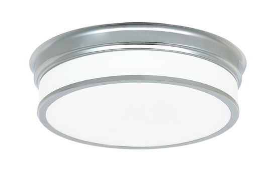 A traditional series of LED flush mounts surrounded by a white glass shade. The Navo series is available in 2 sizes and 2 finishes – Black and Chrome which accent the fixtures for an added touch. A suitable fit for any ceiling.
