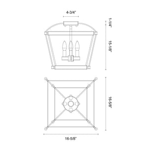 Manor Urban Bronze 4 Lights Semi Flush Mount
