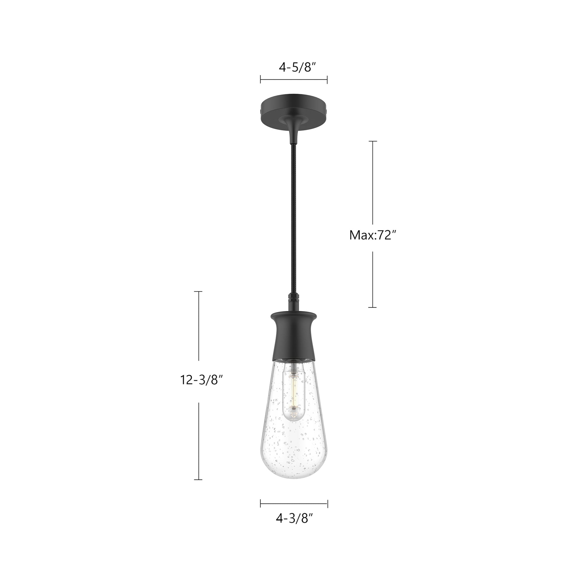 Marcel 4-in Clear Bubble Glass/Textured Black 1 Light Exterior Pendant