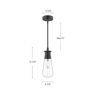 Marcel 4-in Clear Bubble Glass/Textured Black 1 Light Exterior Pendant
