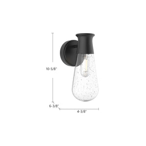 Marcel 5-in Clear Bubble Glass/Textured Black 1 Light Exterior Wall Sconce