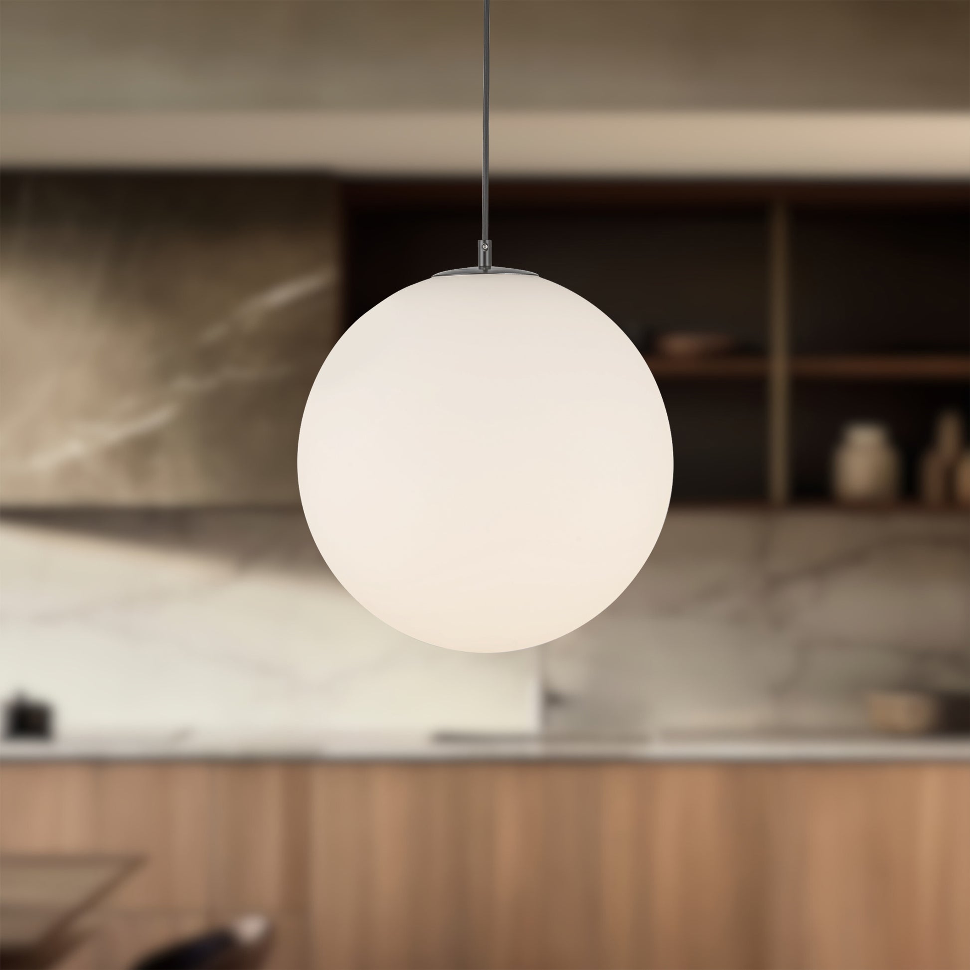 Marco 16-in,196-in Black/Opal Glass Socket Pendant