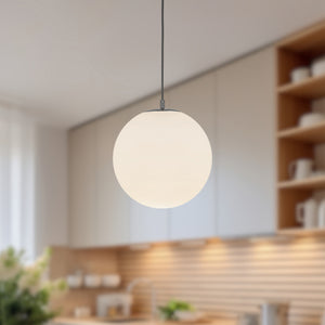 Marco 12-in Black/Opal Glass LED Pendant