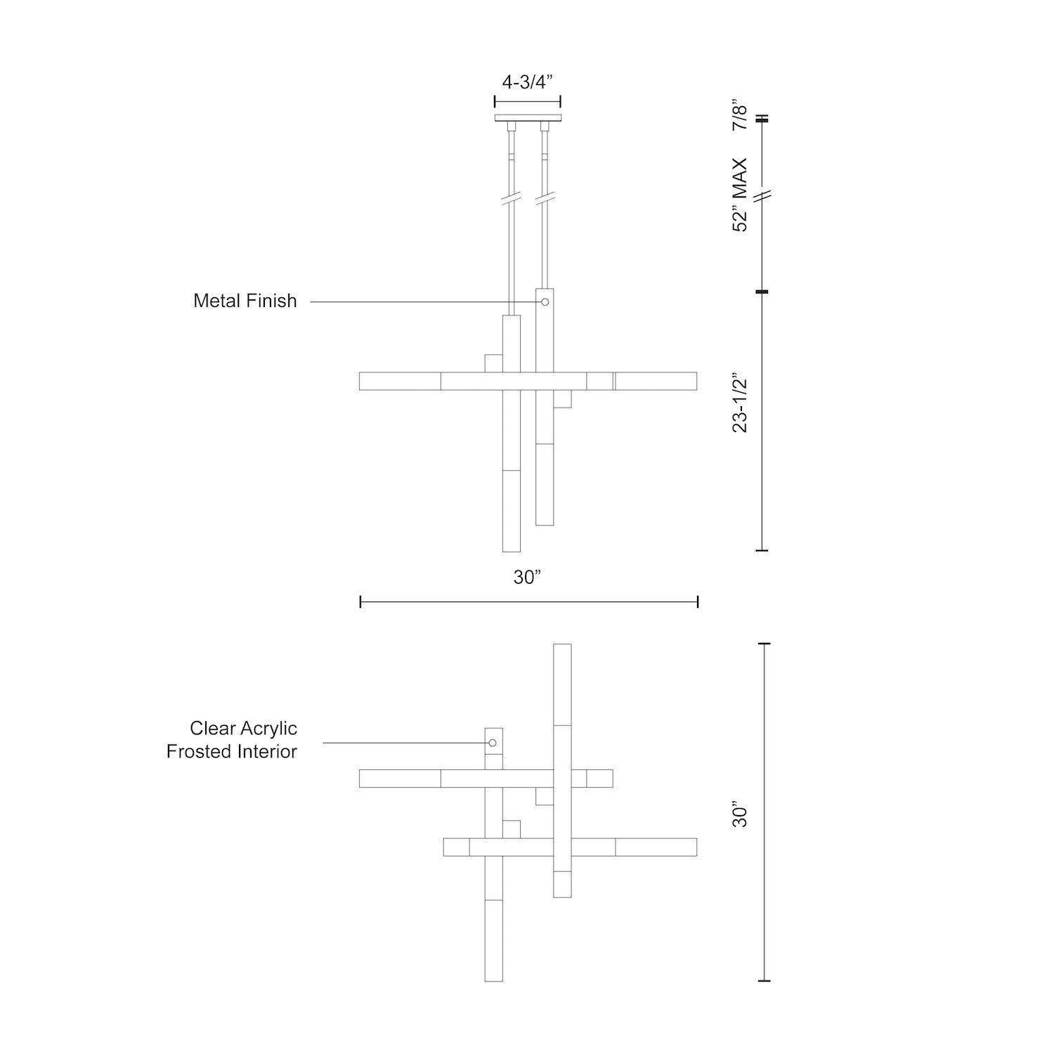 Martelo 30-in Chrome LED Pendant