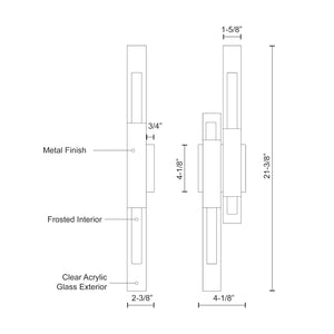 Martelo 22-in Chrome LED Wall Sconce