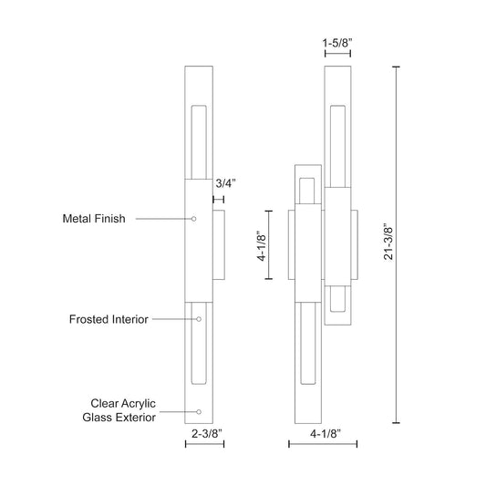 Martelo 22-in Chrome LED Wall Sconce