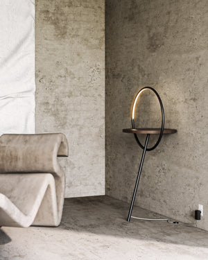 Maya 18-in Black/Walnut LED Floor Lamp