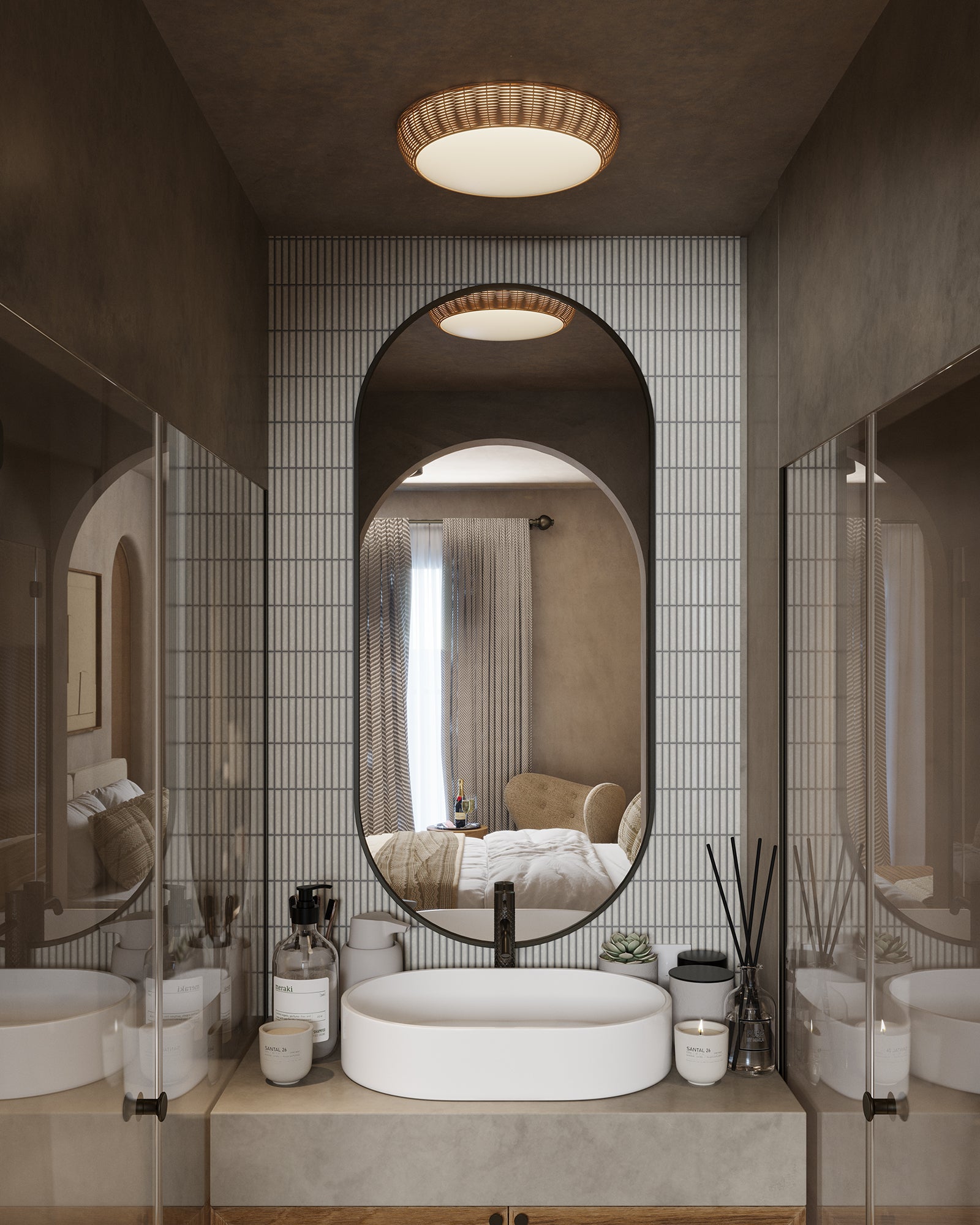 Merida 14-in Rattan Socket Flush Mount