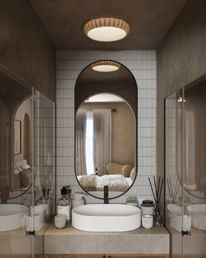 Merida 14-in Rattan Socket Flush Mount