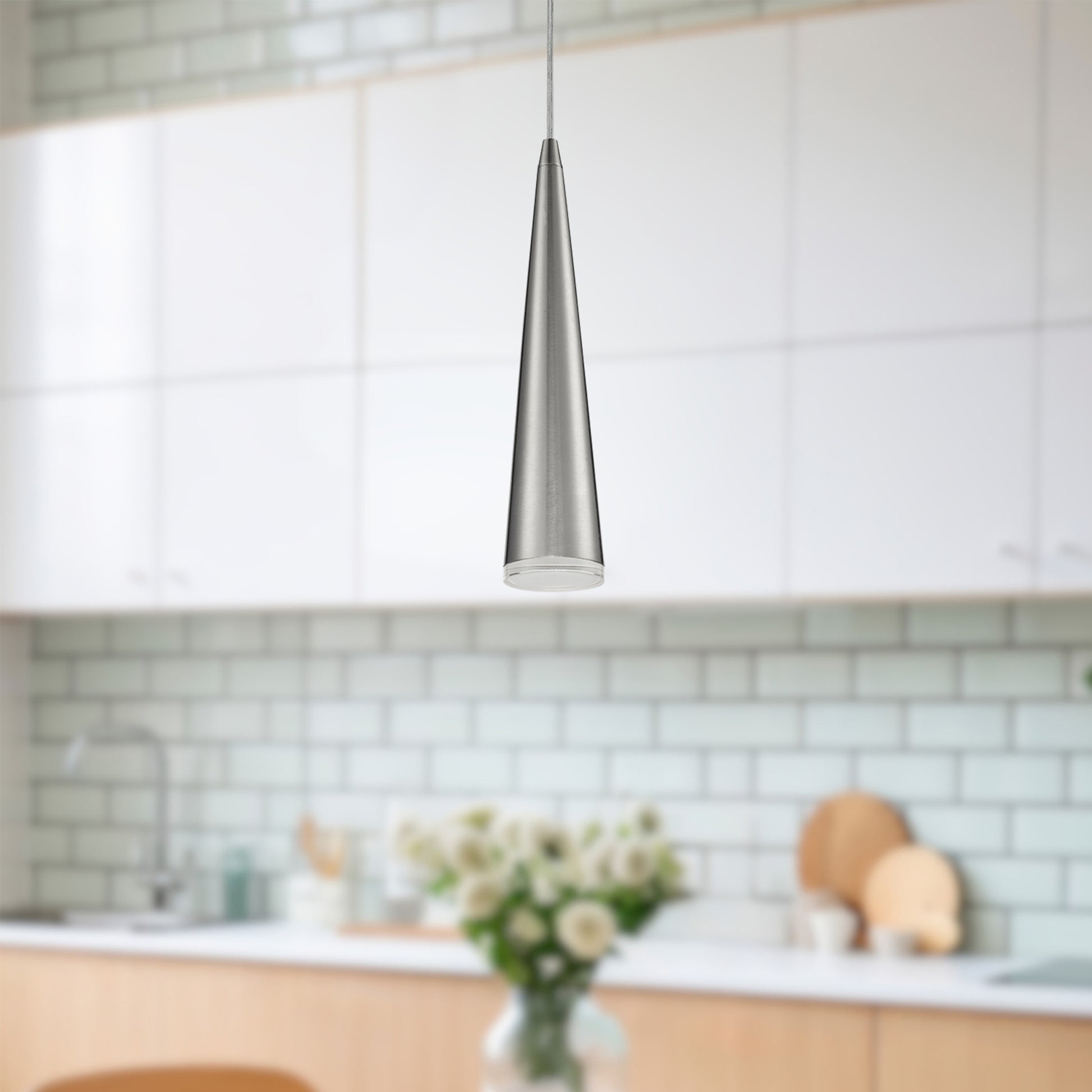 Mina 12-in Brushed Nickel LED Pendant