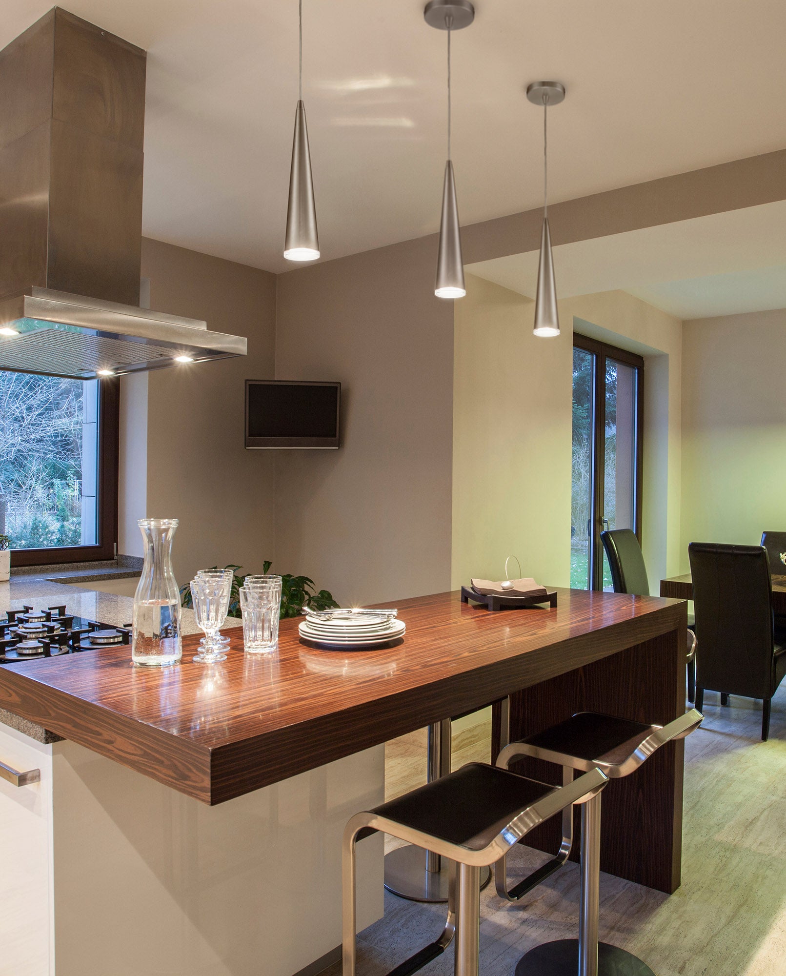 Mina 12-in Brushed Nickel LED Pendant