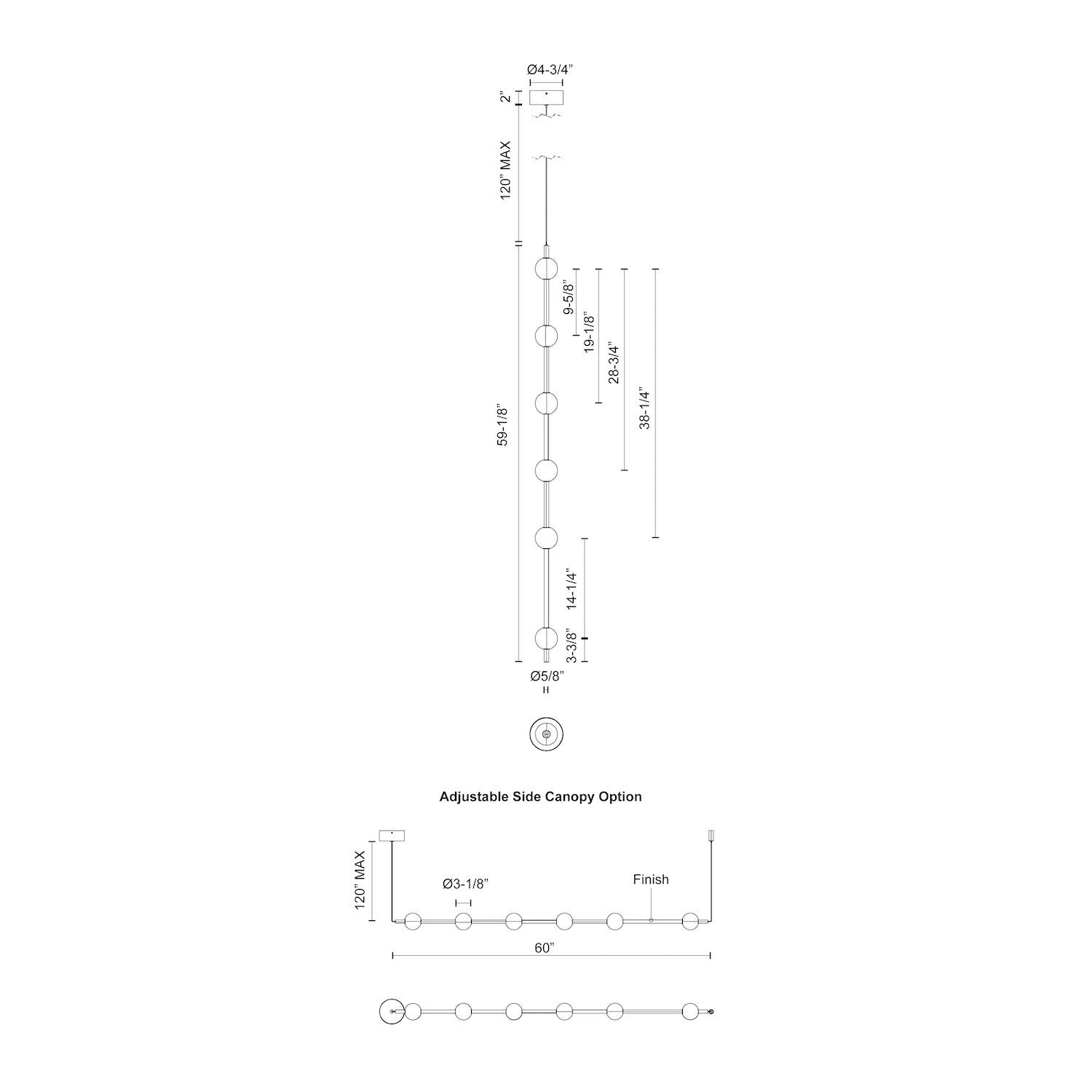 Misaki 60-in Black LED Pendant