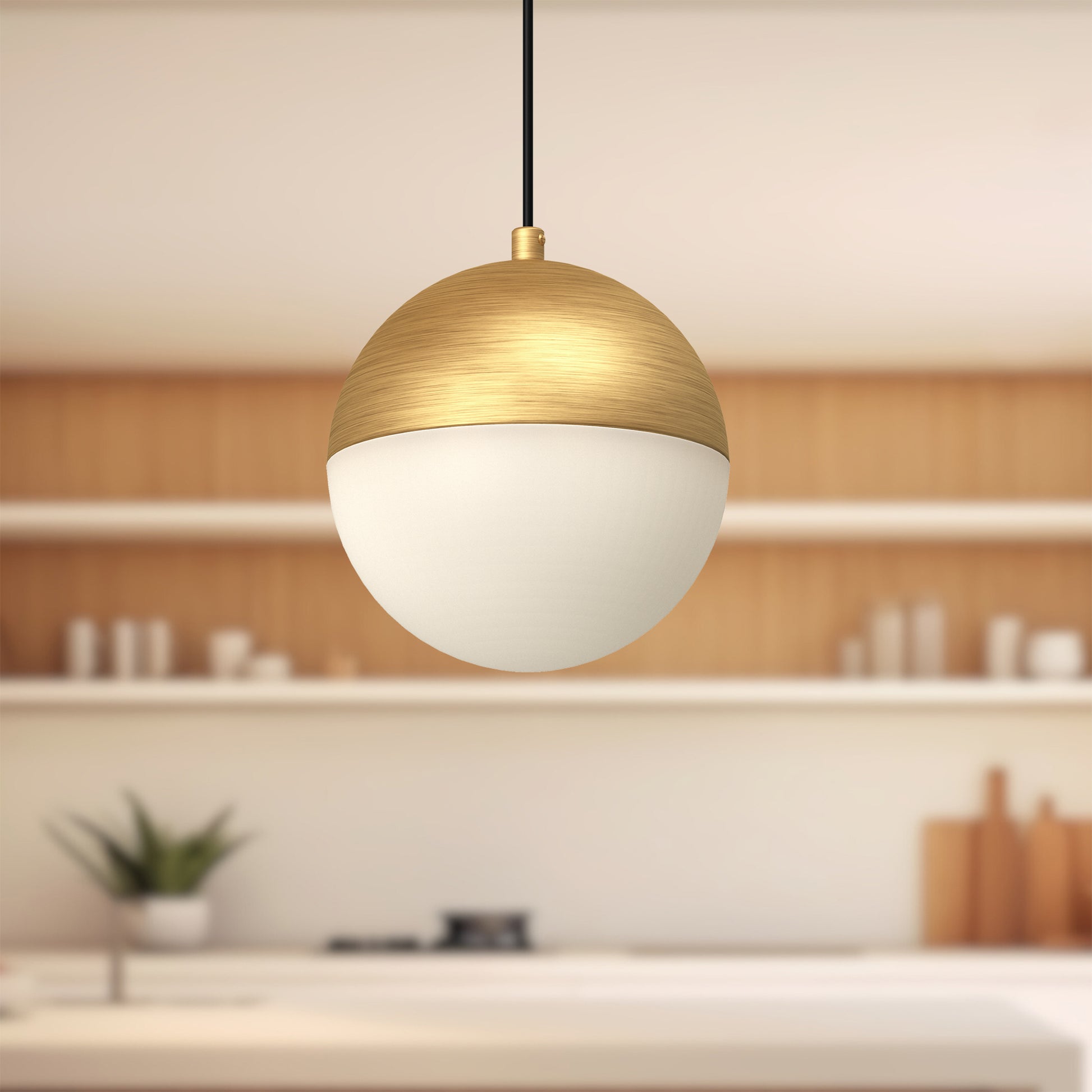 Monae 6-in Brushed Gold LED Pendant
