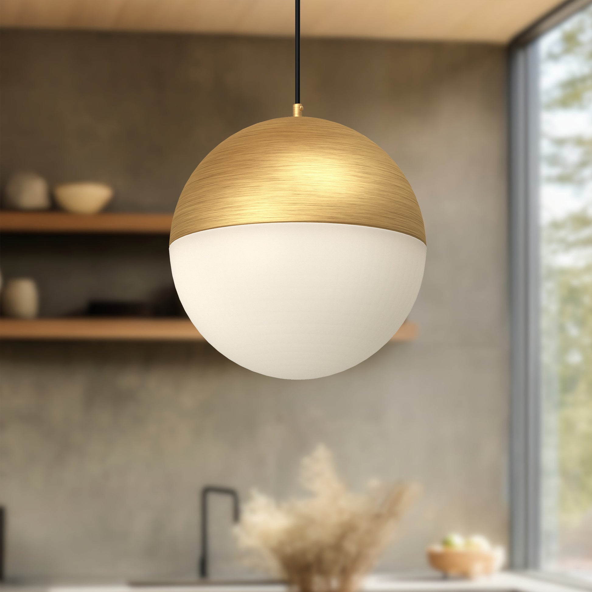 Monae 8-in Brushed Gold LED Pendant