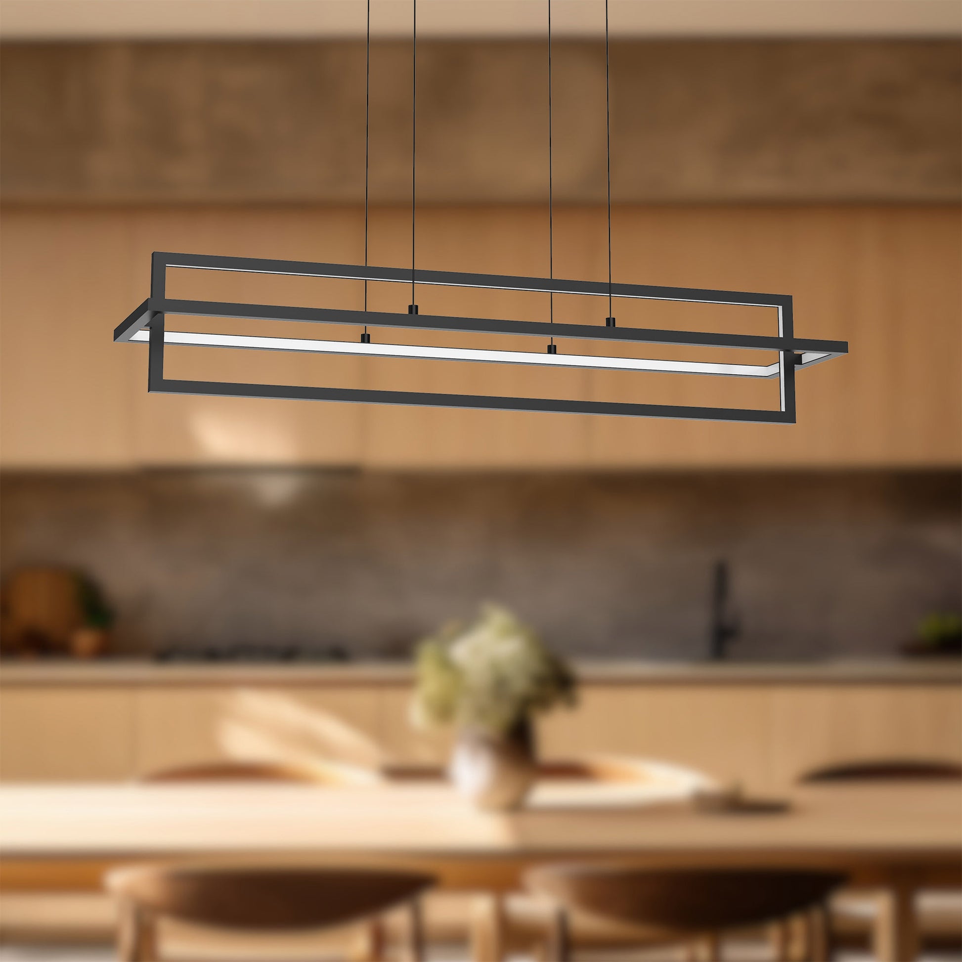 Mondrian 36-in Black LED Linear Pendant