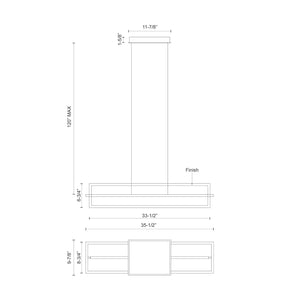 Mondrian 36-in Black LED Linear Pendant