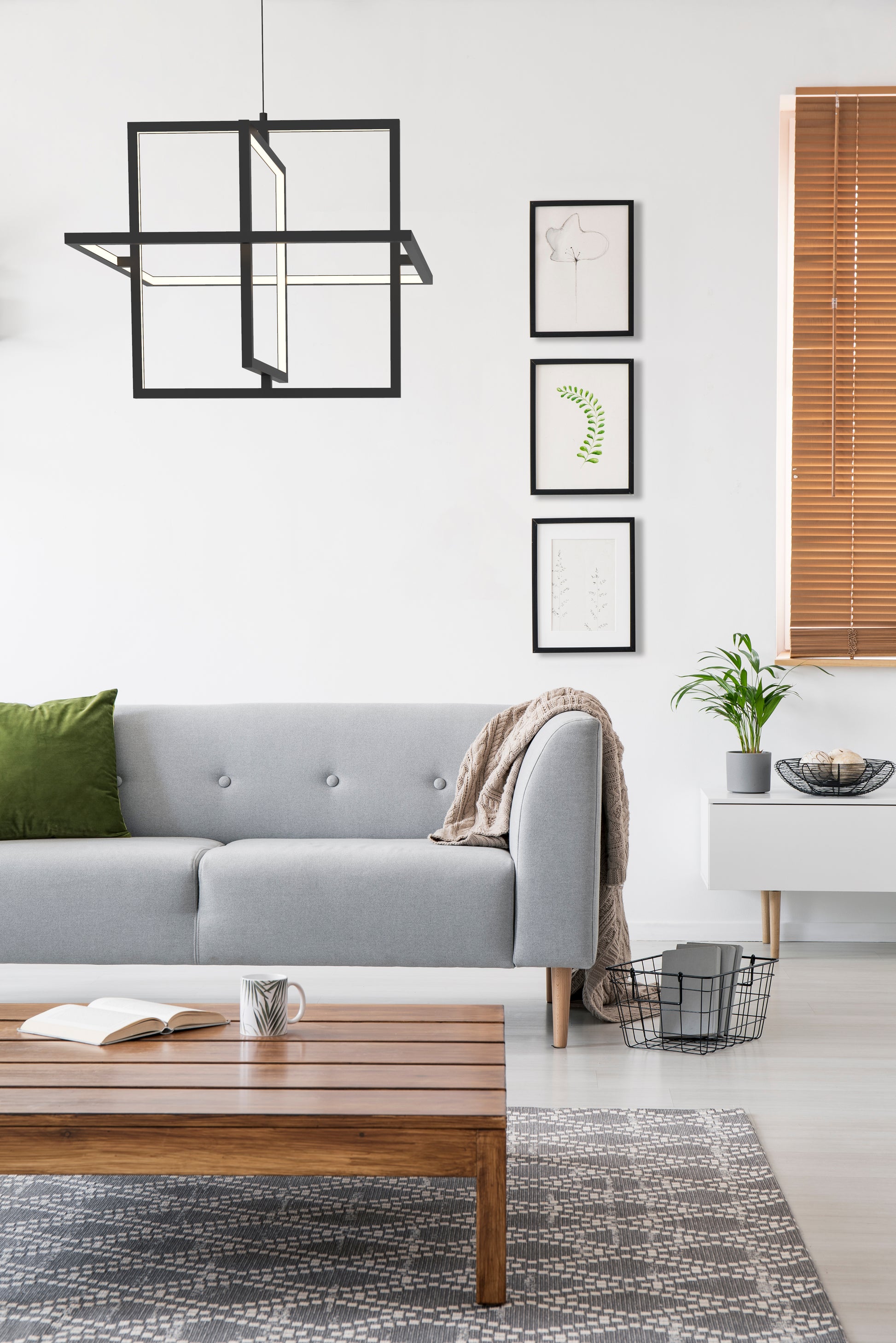 Mondrian 20-in Black LED Pendant