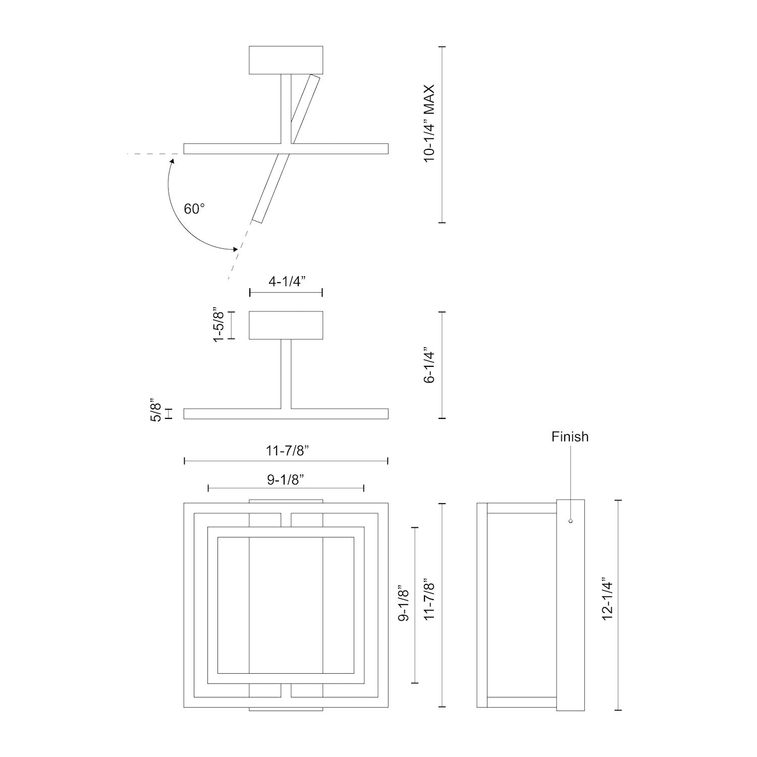 Mondrian Black LED Semi Flush Mount