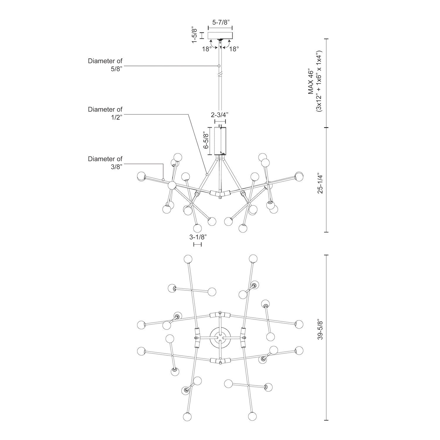 Moto 39-in Black LED Chandelier