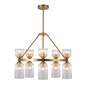 Nelly 26-in Matte Black/Glossy Ribbed Opal Glass Socket Chandelier