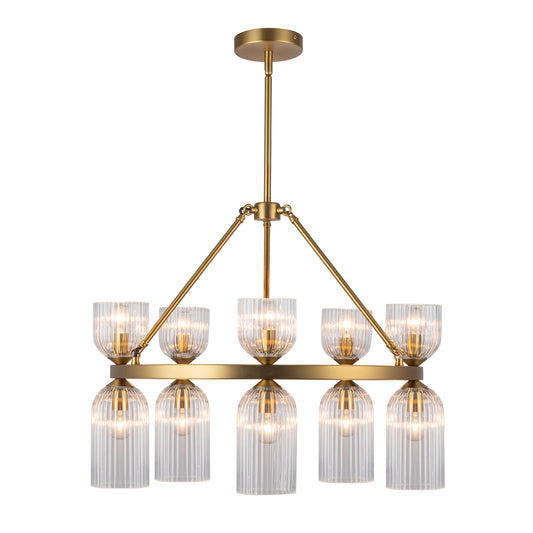Nelly 26-in Matte Black/Glossy Ribbed Opal Glass Socket Chandelier