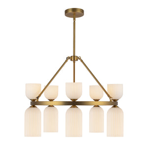Nelly 26-in Matte Black/Glossy Ribbed Opal Glass Socket Chandelier