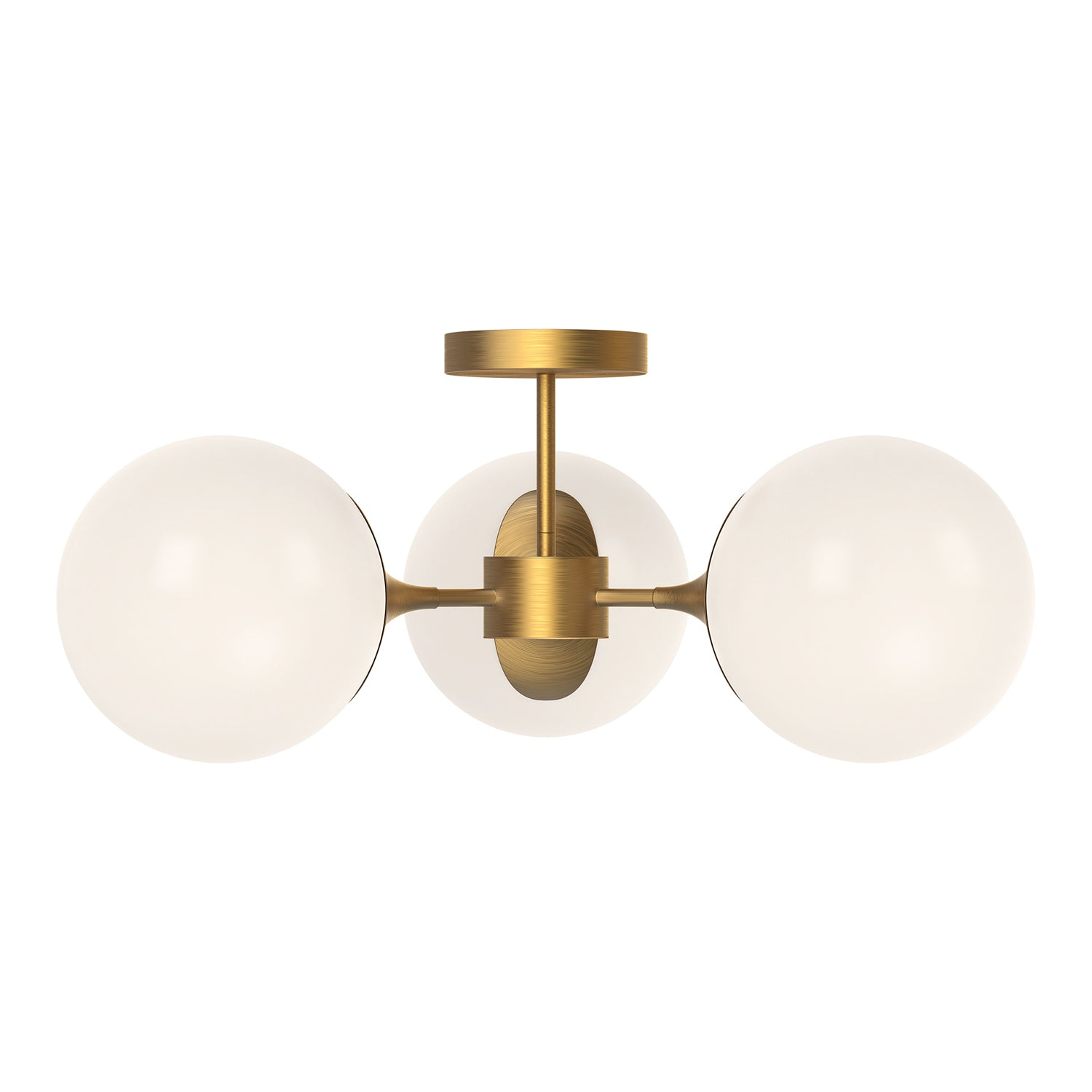 Nouveau 26-in Matte Black/Opal Matte Glass 3 Lights Semi Flush Mount