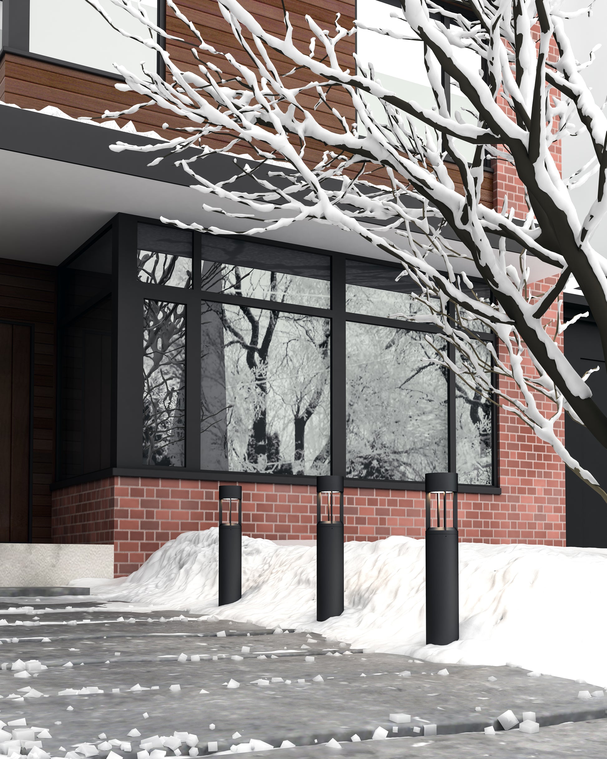 Novato 36-in Black LED Exterior Bollard