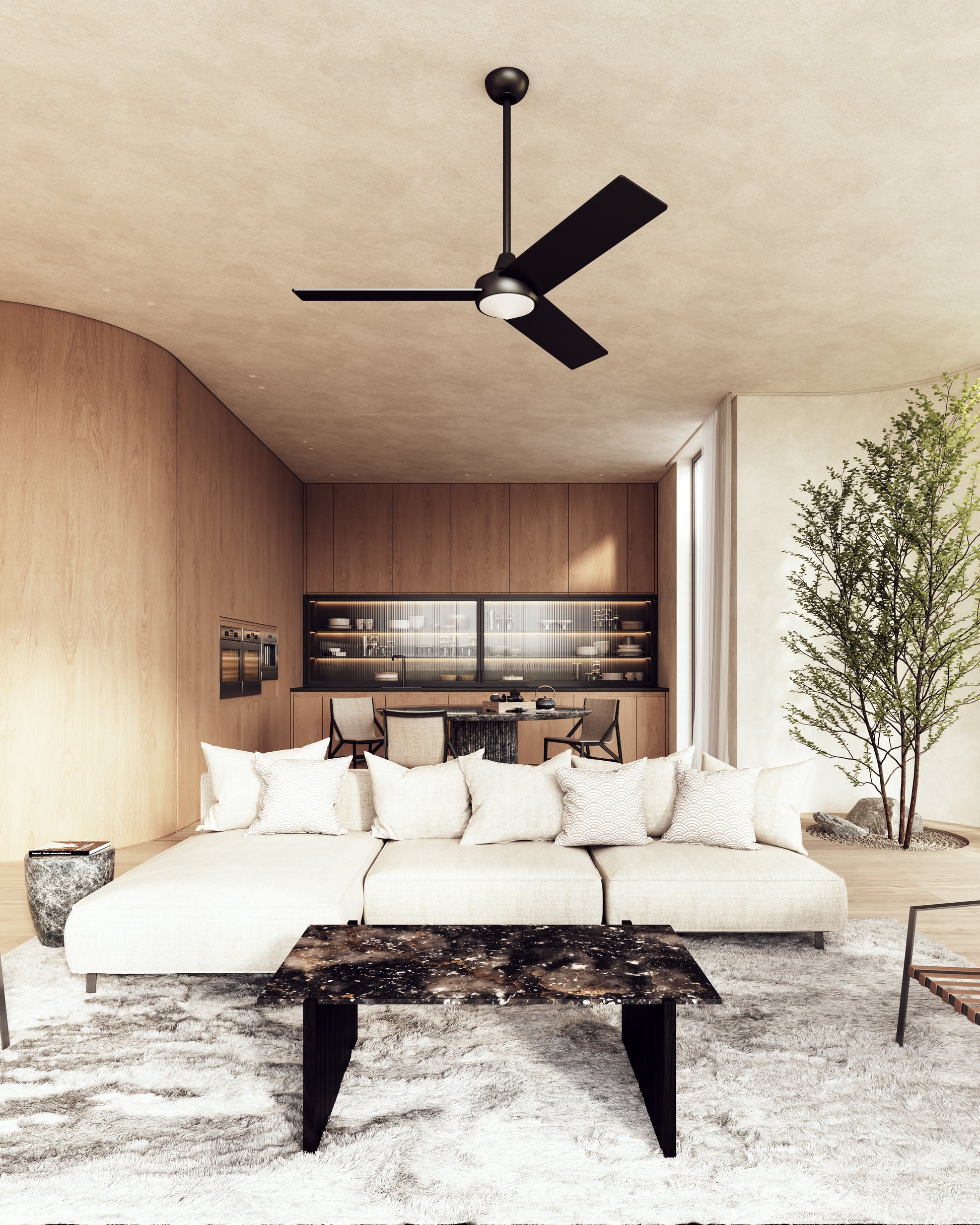 Owens 56-in Matte Black LED Fans