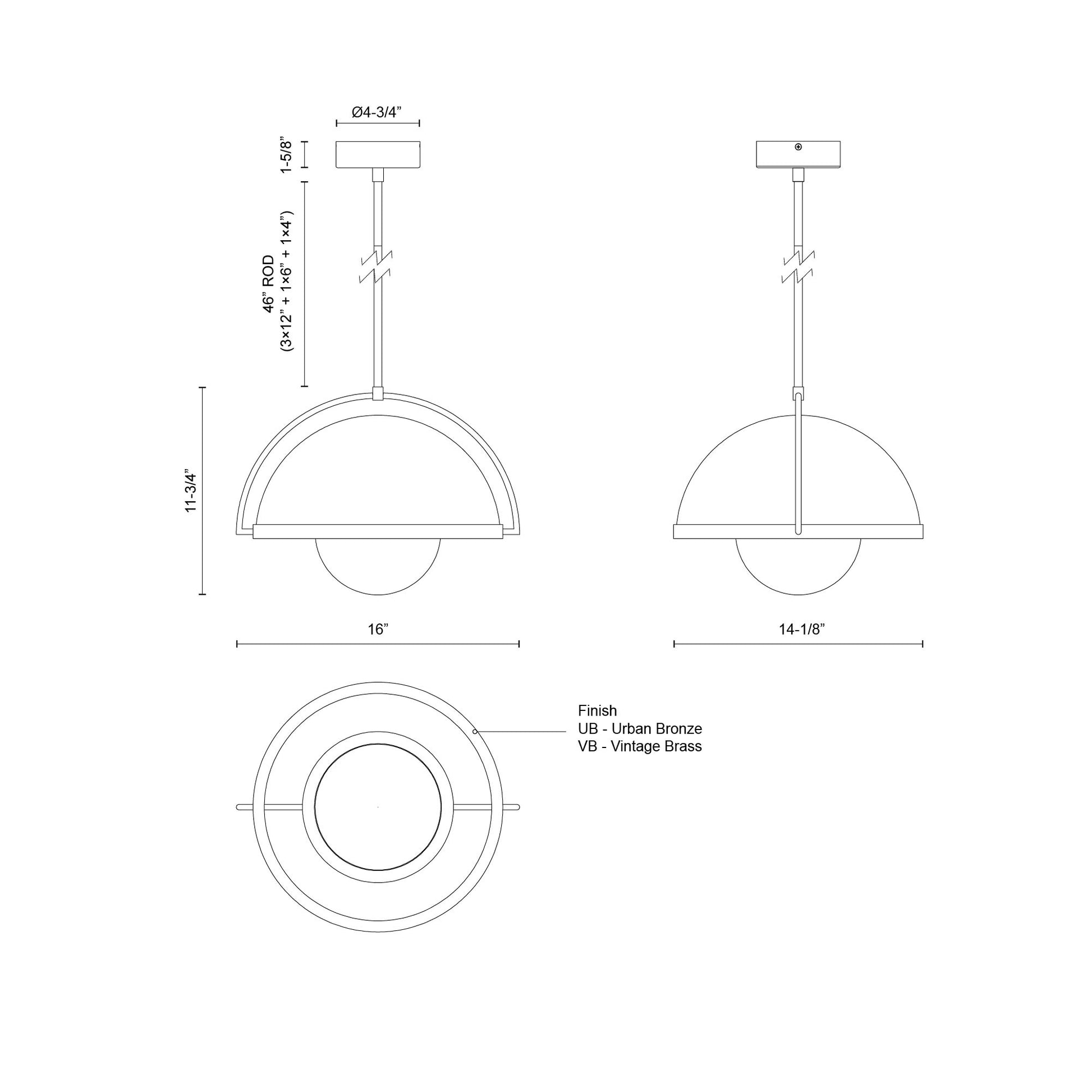 Bowery 14-in Pendant
