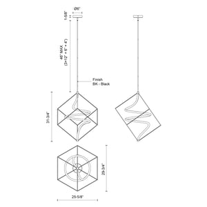 Script 26-in Black LED Pendant