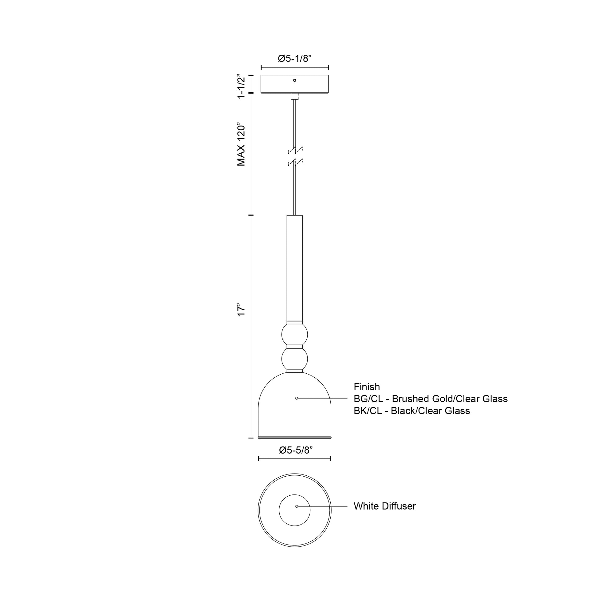 Rise 6-in Black/Clear LED Pendant