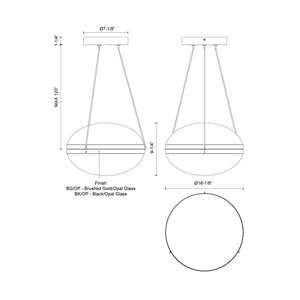 Virgo 16-in Brushed Gold/Opal Glass LED Pendant