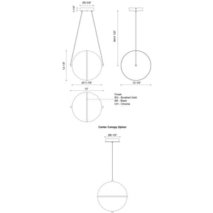 Aries 12-in Black LED Pendant