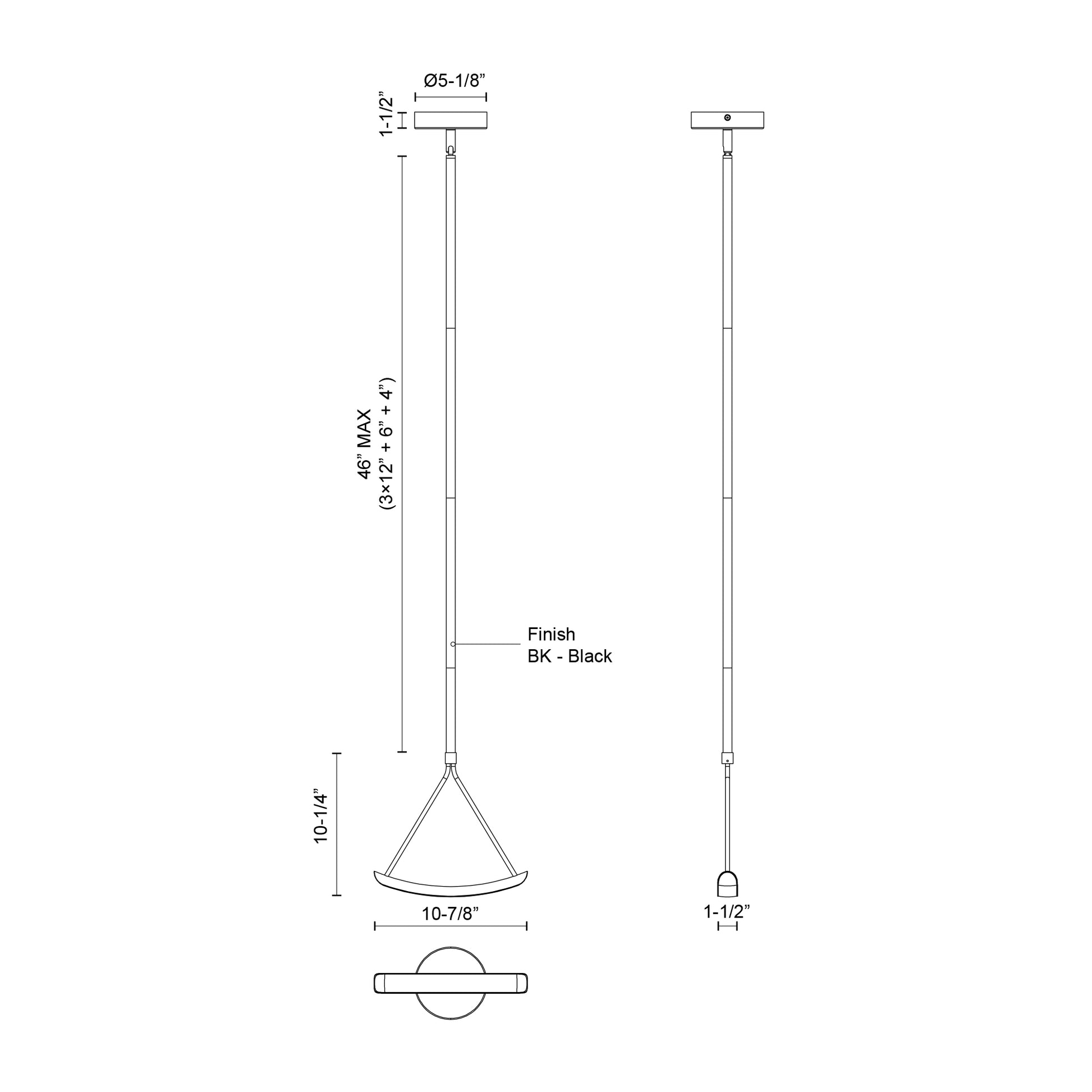Mobil 11-in Black LED Pendant